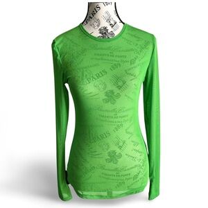Y2K Neon Green Mesh Top | Sheer Cyber Goth Rave Alt | Size Small
